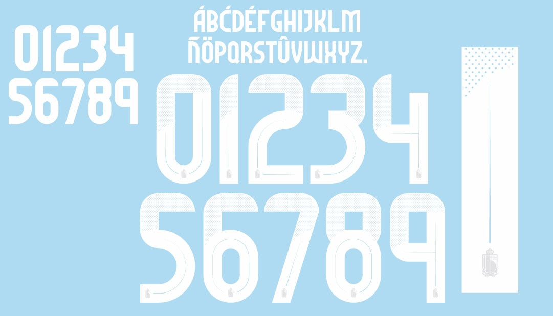 BELGIO Kit Completo Adesivi Nome Giocatori Varie X10 Maglia Casa FLASH YELLOW – DEKOGRAPHICS
