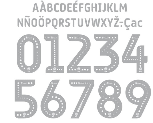 2018-2020 Football League Grey Nameset for Football Shirt Any Name and Number