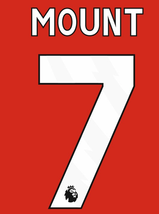 Mount #7 Manchester United 2023-2024 Home EPL Nameset for Football
