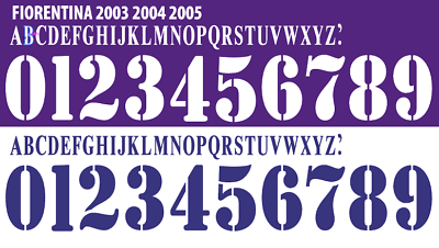 Fiorentina 03-04 Home/Away Football Nameset Build Your Own Name and Numbers