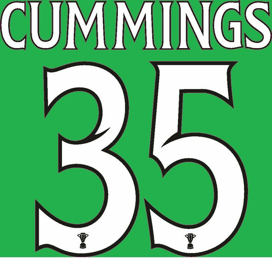 Cummings #35 Hibernian SPL 2014-2015 Home Football Nameset for Shirt