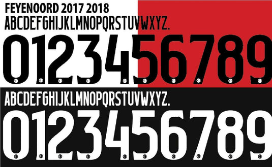 Feyernoord 2017-2018 Home/Away Football Nameset Build Your Own Name and Numbers