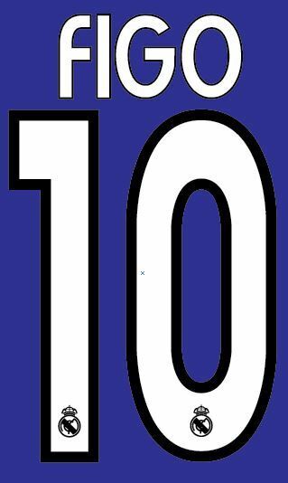 Figo 10 2003-2004 Real Madrid Away Football Nameset for shirt