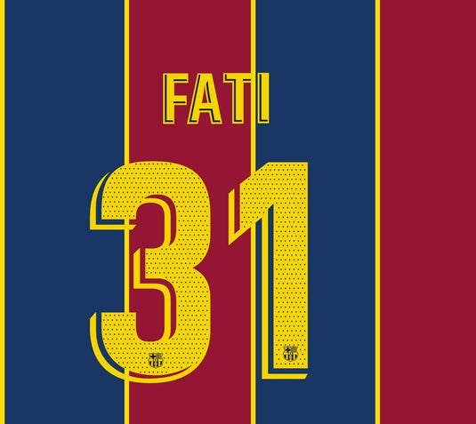 Fati #31 Barcelona 2020-2021 Home Football Nameset for shirt