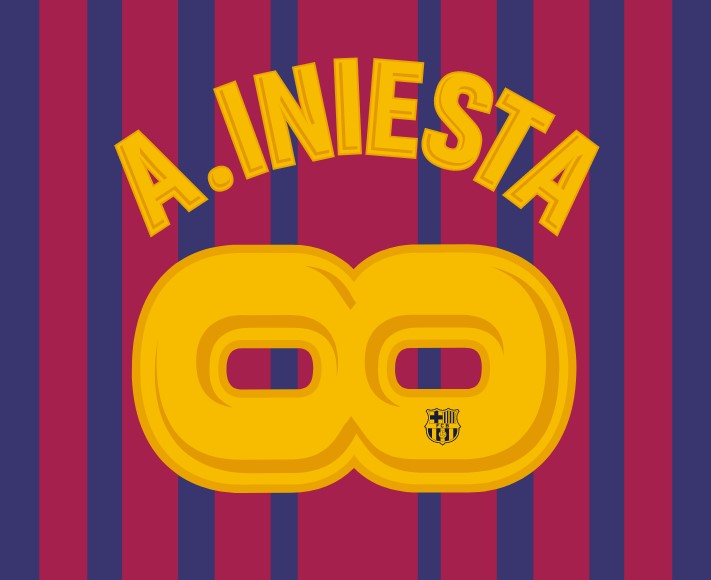 A.Iniesta 8 Infinity Barcelona Home Football Nameset for shirt House of Namesets