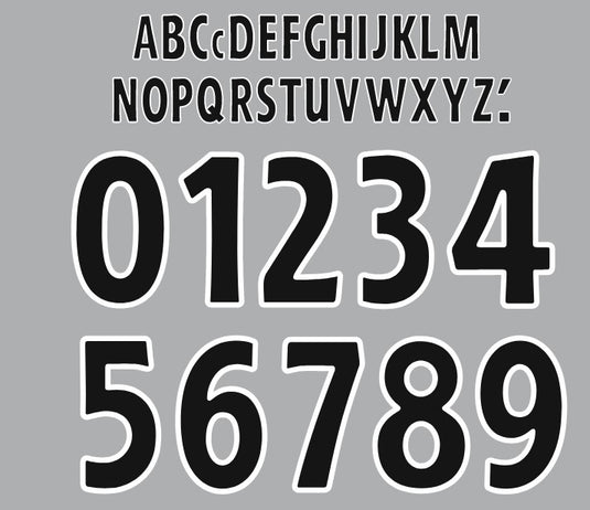 SPL Euro 2000-2010 Black Nameset for Football Shirt Choose Name & Number