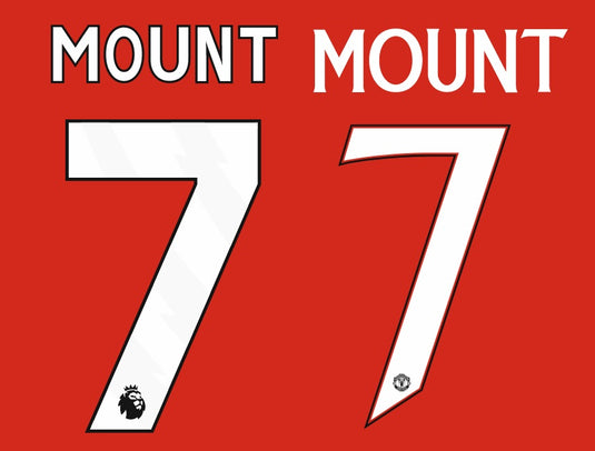 2 x Mount #7 Manchester United 2023-2024 Home Football Shirt Namesets