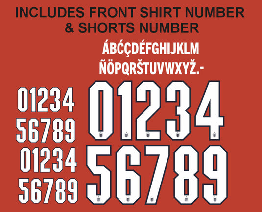 England 2026 Any Name and Number Away nameset inc front shirt and shorts numbers