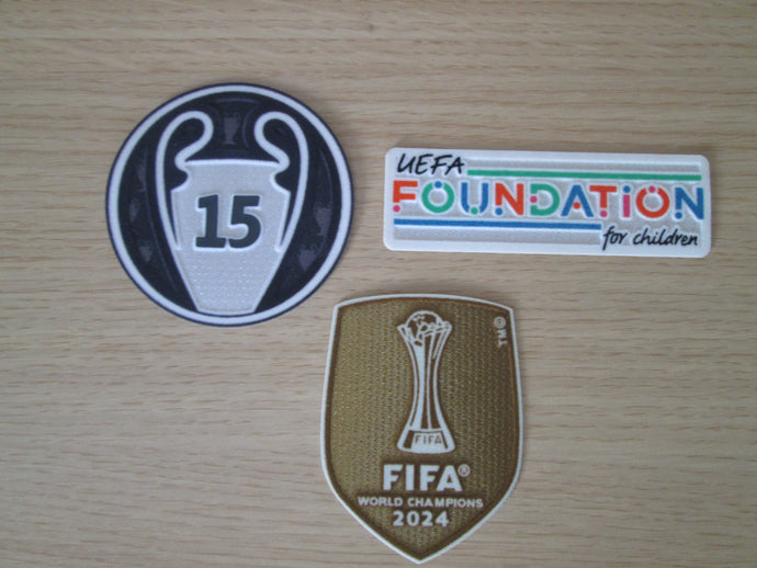 Real Madrid 15 Time Champions Shield Patch Foundation and Club World Cup Patch
