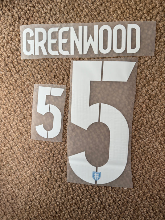 Greenwood 5 Lioness England Nameset for Football Shirt (Clearance)