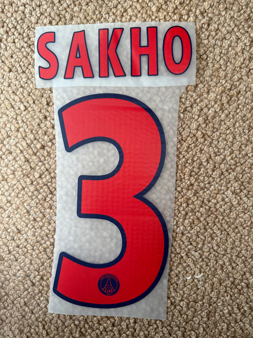 Sakho Paris Saint Germain PSG Football Nameset for Shirt (Clearance)