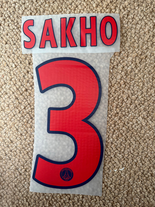 Sakho Paris Saint Germain PSG Football Nameset for Shirt (Clearance)