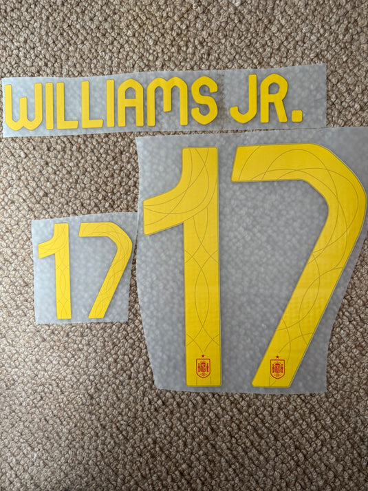 Williams Jr 17 Spain Home nameset for Football Shirt (Clearance)