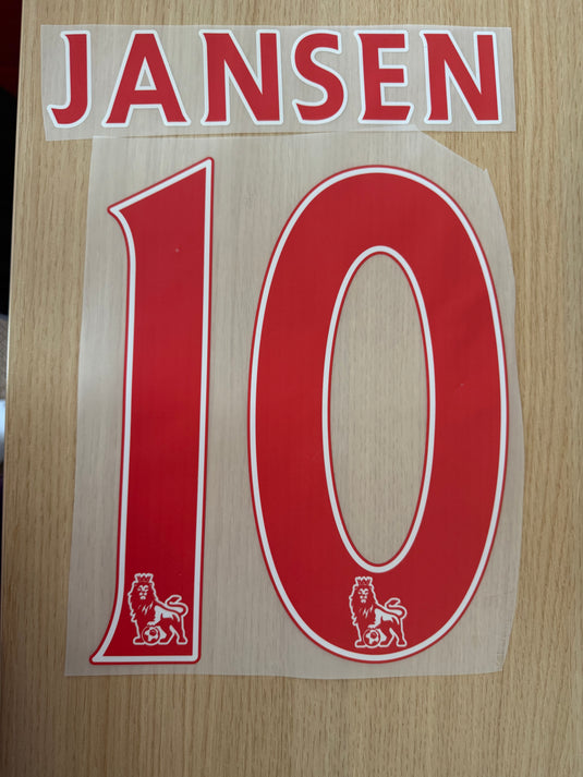Jansen 10 Blackburn Home for Football Shirt nameset (Clearance)