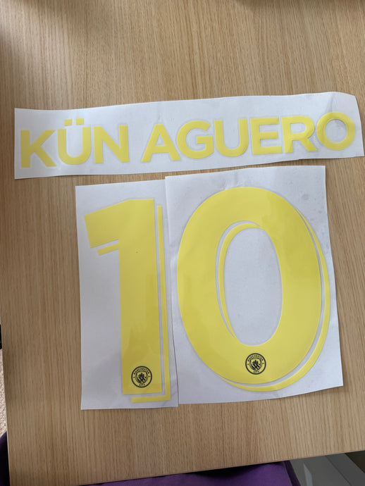 Kun Aguero Manchester City Away Nameset for Football Shirt (Clearance)