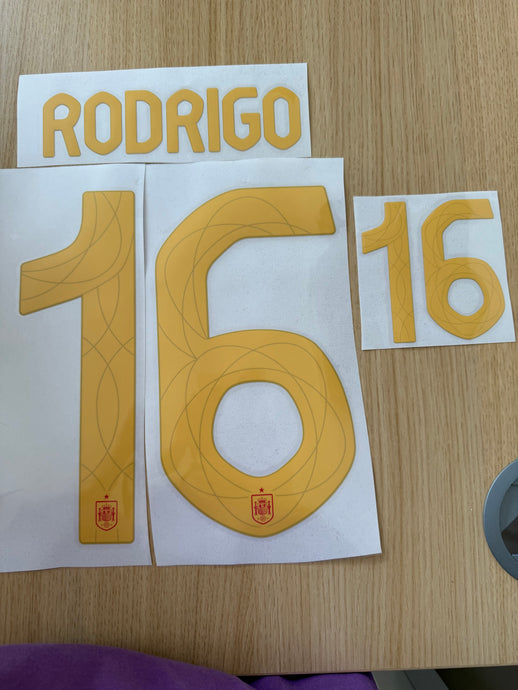 Rodrigo Spain Euro 2022 Home football nameset for shirt (Clearance)