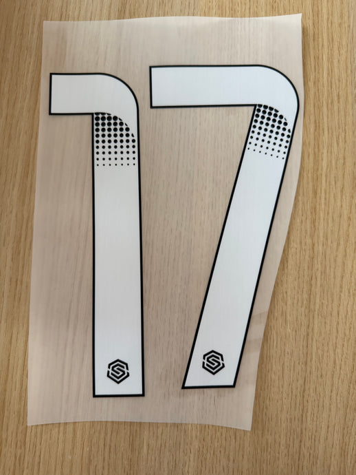 number 17 WSL white number for football shirt (Clearance)
