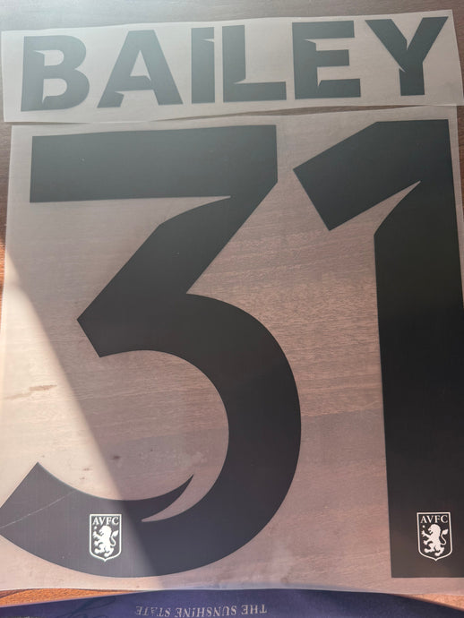 Bailey 31 Aston Villa Away 2020-2022 Nameset for football shirt (clearance)