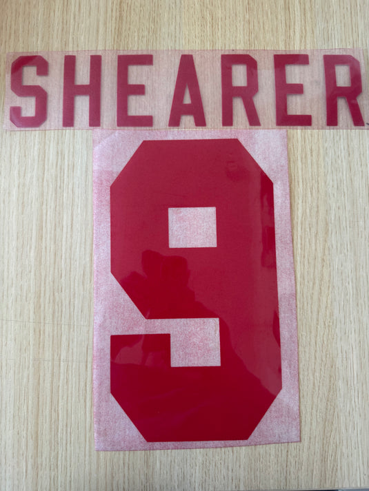 Shearer 9 England Home Football Shirt Nameset (Clearance)
