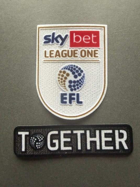 Sky Bet Felt 2022-2027 League 1 Football League Sleeve Patch Badge set Together