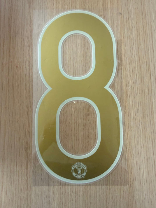 #8 Gold Manchester United 2006-2007 Champions League Number (clearance) for Football Shirt