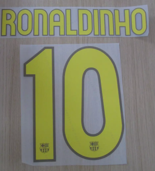 Ronaldinho #10 2006-2008 Barcelona Player Size Yellow Nameset