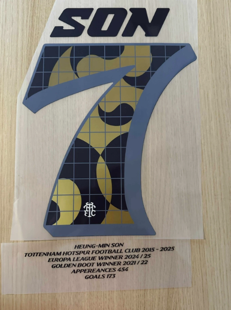 Son Celebration #7 Spurs tottenham Special Player Size Gold Nameset