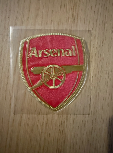 EPL Premier League Arsenal Gold Red Silicon Iron On Patch Badge 70 x 60mm