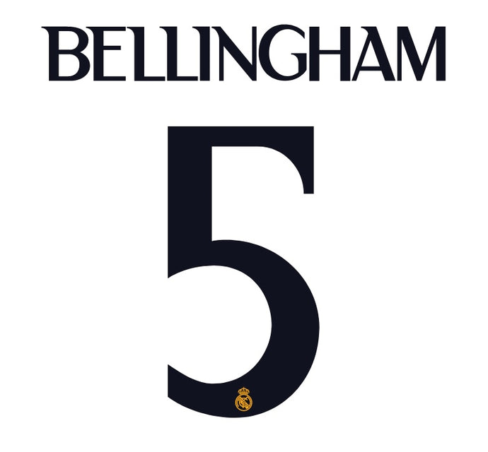 Bellingham #5 Real Madrid KIDS 2023-2024 Cup Home Nameset for Football Shirt