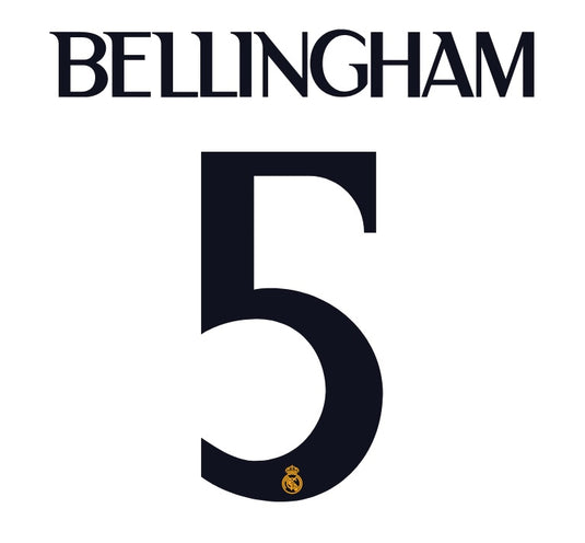 Bellingham #5 Real Madrid KIDS 2023-2024 Cup Home Nameset for Football Shirt
