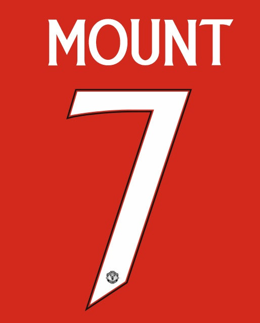 Mount #7 Manchester United Kids 2023-2024 Champions League Home Nameset for Football Shirt