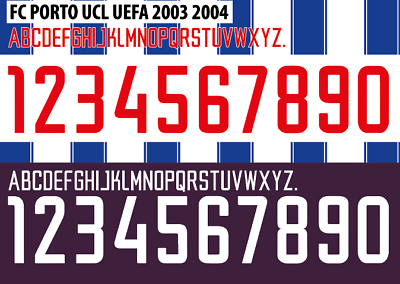 Porto 2003-2004 Home/Away Football Nameset Build Your Own Name and Numbers