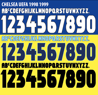 Chelsea 1998-1999 Champions League Football Nameset Build Your Own Name Numbers