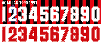 Milan 1990-1991 Home Football Nameset Build Your Own  Numbers