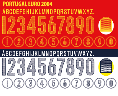 Portugal 2004 Euro  Away Home Football Nameset for shirt Choose Name & 2 Numbers