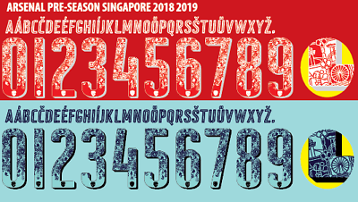 Gunners Special Singapore Home Football Nameset shirt Choose Name and 2 Numbers