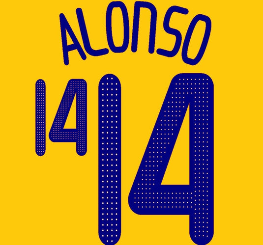 Alonso #14 Spain 2008 Away Football Nameset for shirt