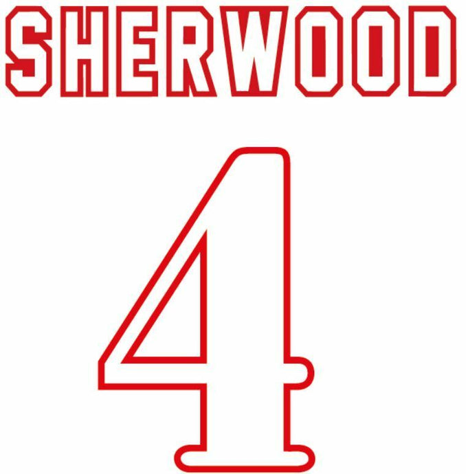 Sherwood #4 Blackburn 1996-1997 Home Football Nameset for shirt