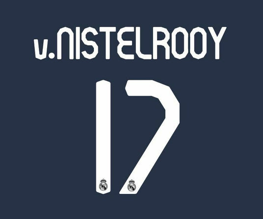 Van Nistelrooy 2007-2008 Real Madrid Third/away Football Nameset for shirt