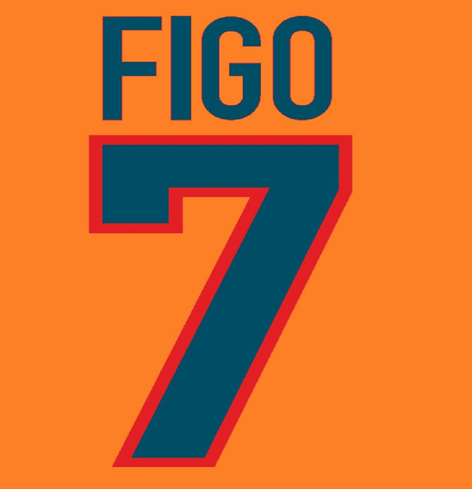 Figo 7 Barcelona  1999-2000  Away Football Nameset for shirt