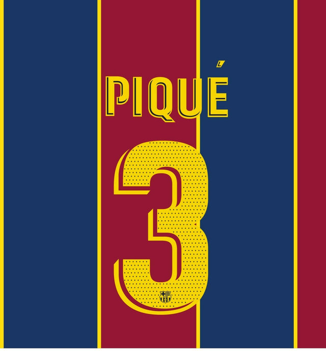 Pique #3 Barcelona 2020-2021 Home Football Nameset for shirt