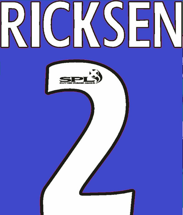 Ricksen  #2 Rangers Home Football Nameset for Shirt