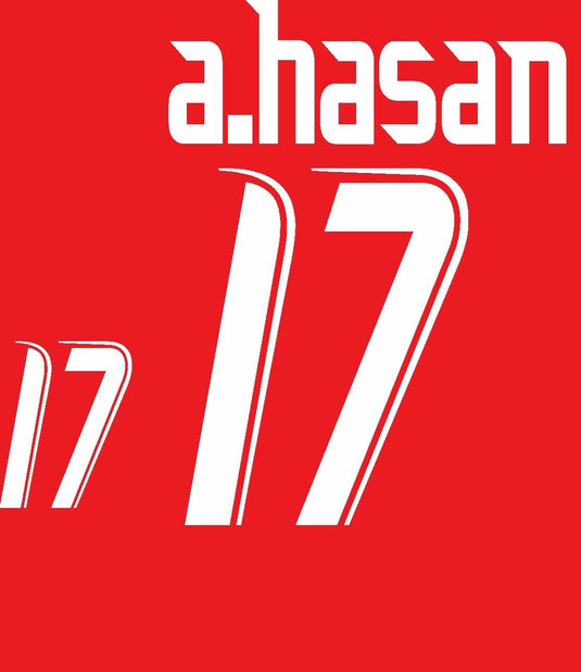 a.Hasan 2007 Egypt Away Football Nameset for shirt