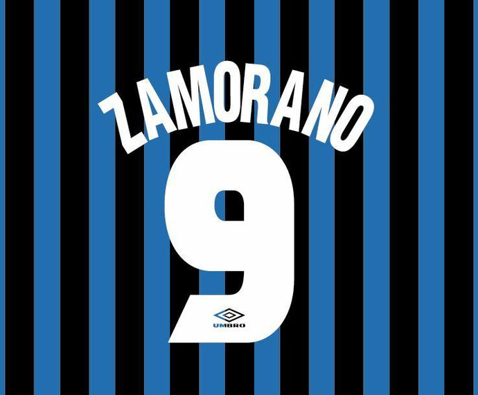 Zamorano 9 Inter Milan 1997-1998 Home Football Nameset for shirt