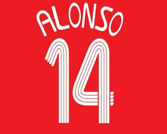 Alonso #14 Liverpool 2006-2008 Home Champions League Football Nameset for shirt