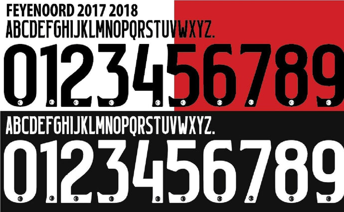 Feyernoord 2017-2018 Home/Away Football Nameset Build Your Own Name and Numbers