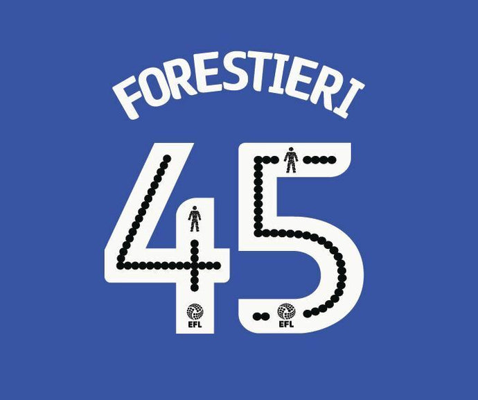 Forestieri #45 Sheffield Wednesday 2016-2018 Home Football Nameset for shirt