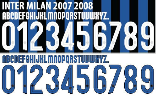 Inter Milan 2007-2008 Home/Away Football Nameset Build Your Own Name and Numbers
