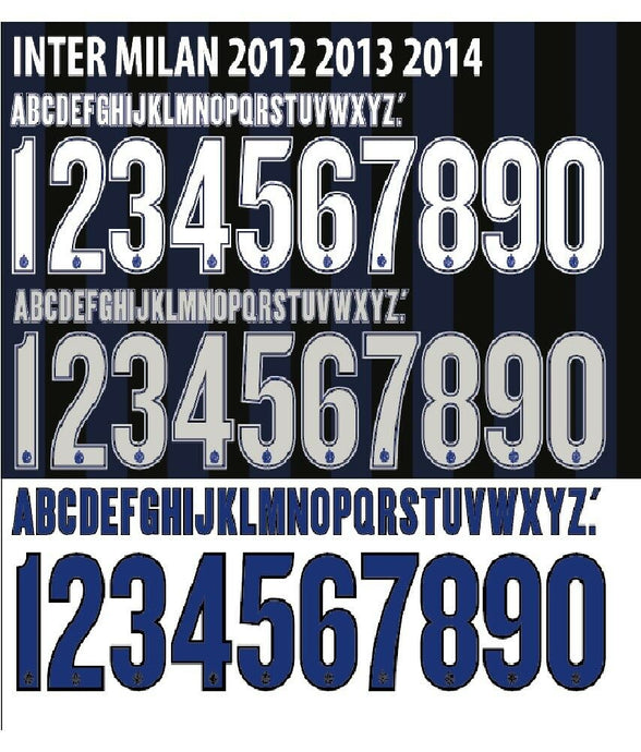 Inter Milan 2012-2014 Home/Away Football Nameset Build Your Own Name and Numbers
