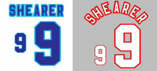 Shearer #9 England Euro 1996 Home and Away Football Nameset shirt